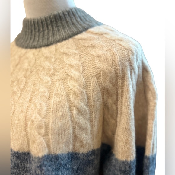 ✨SOLD✨ MADEWELL Deacon Cableknit Mockneck Sweater in Stripe - Size L NWT - Picture 8 of 16
